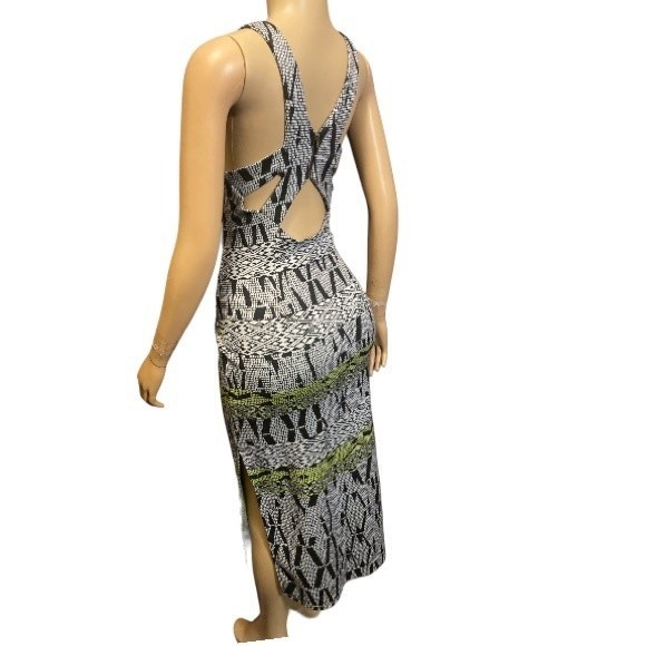 Silence & Noise Alice midi dress Ponte knit green black multicolor Print size L - Picture 15 of 15